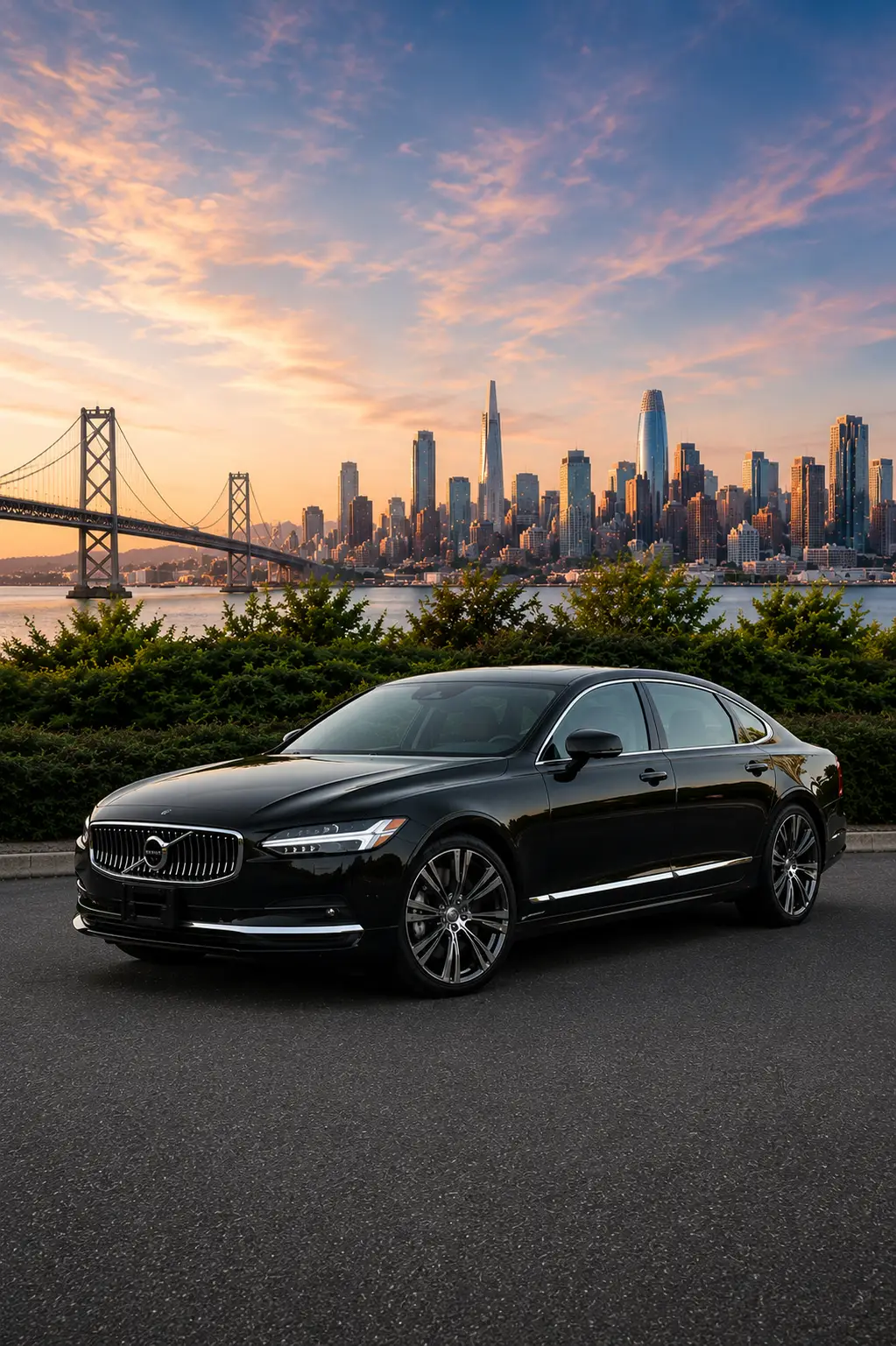 Volvo S90 executive sedan, rear profile