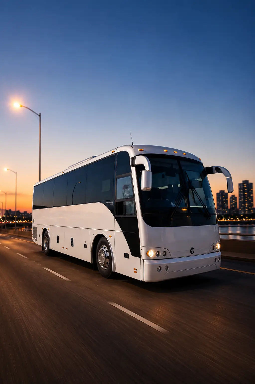 Interior of the 40 passenger executive shuttle bus with spacious seating